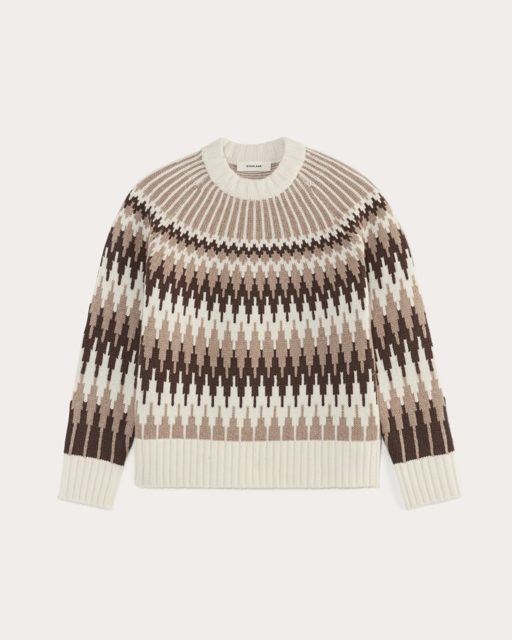 The Fair Isle Crew in Bone / Brown Fair Isle — alternate view