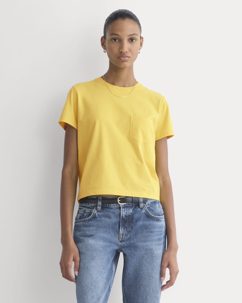 The Box-Cut Tee in Essential Cotton in Passion Fruit — front view