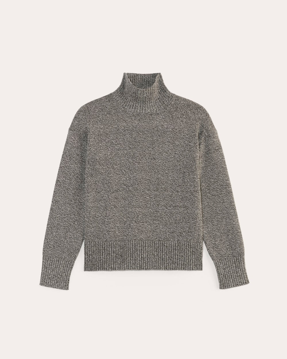 The Boxy Turtleneck in Everyday Cotton in Canvas / Black Twist — alternate view