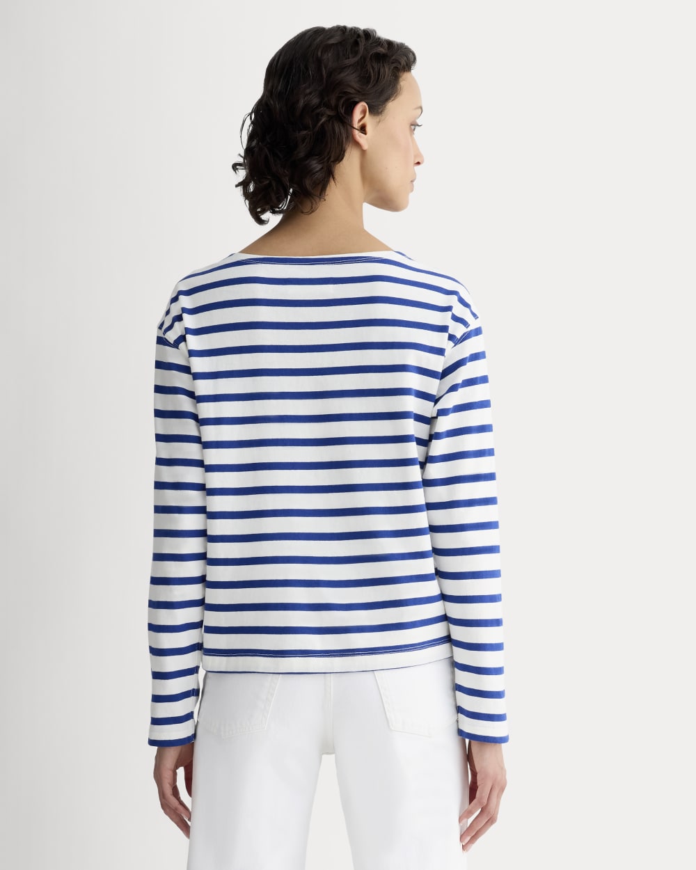 The Mariner Tee in Bone / Mazarine Blue — detail view
