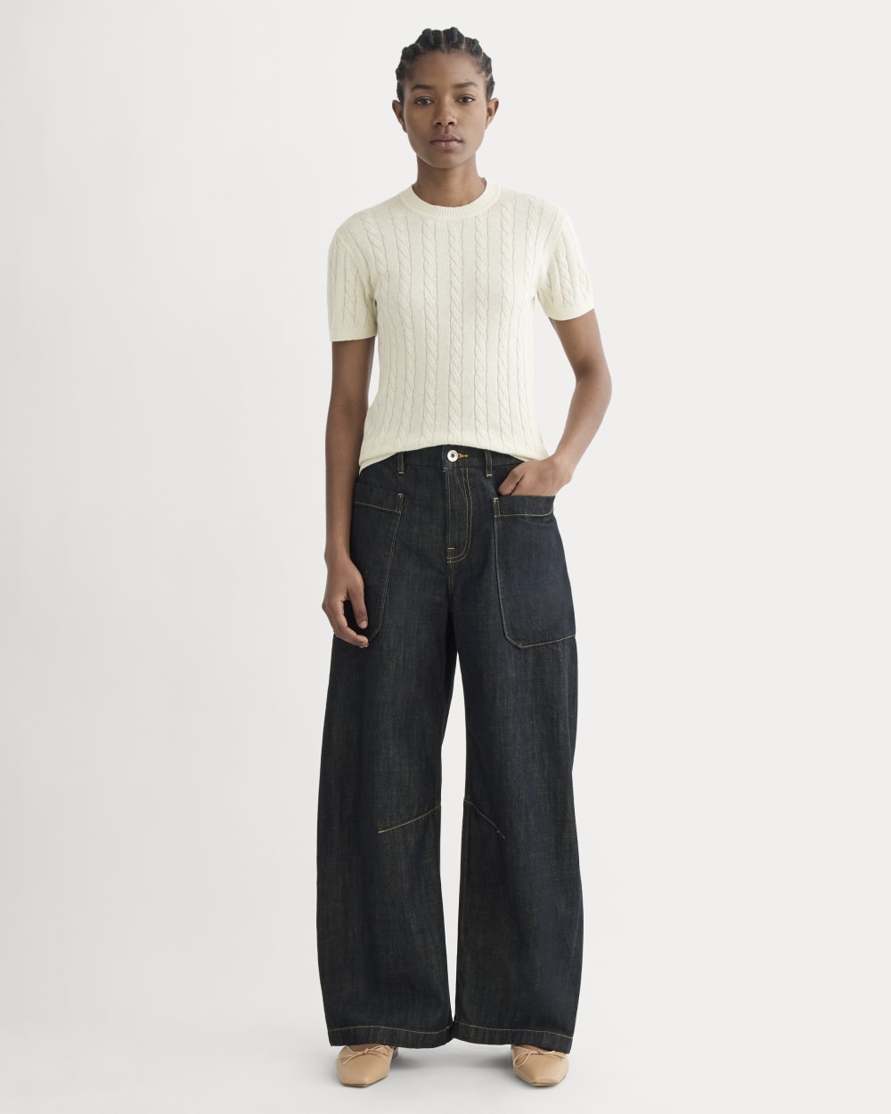 The Cable Crew in Cotton Cashmere in Birch — detail view