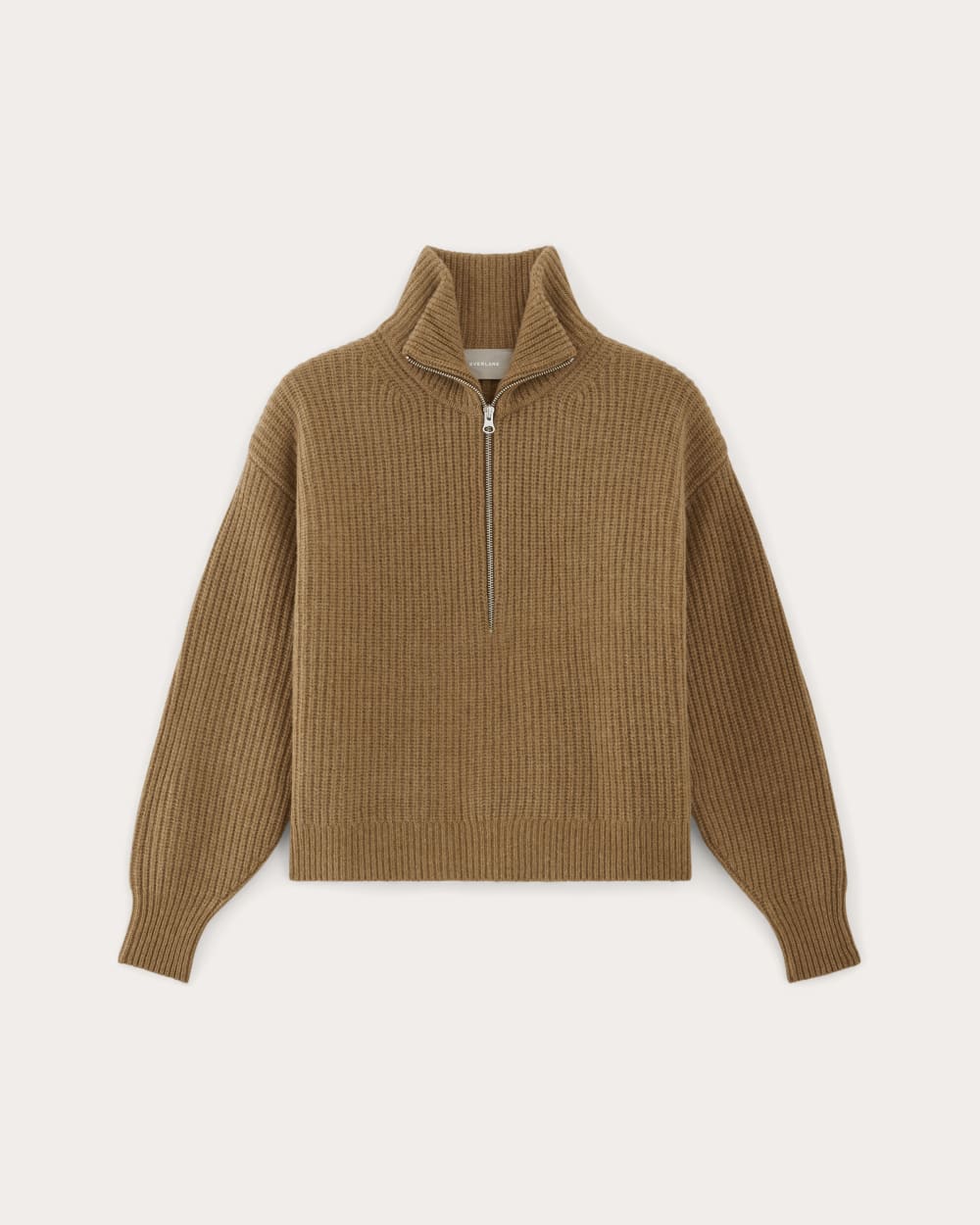 The Half-Zip Sweater in Luxe Merino in Deep Camel — alternate view