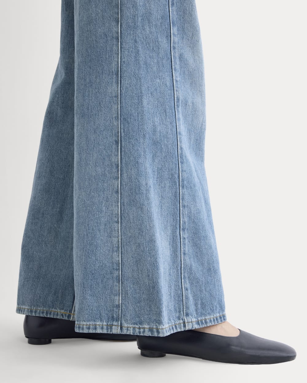 Paneled Ultra Wide-Leg Jean in Tungsten Scratch — detail view