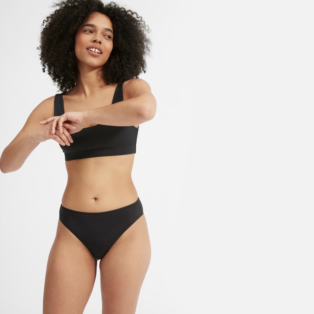 The Cotton High-Rise Bikini in Black — detail view