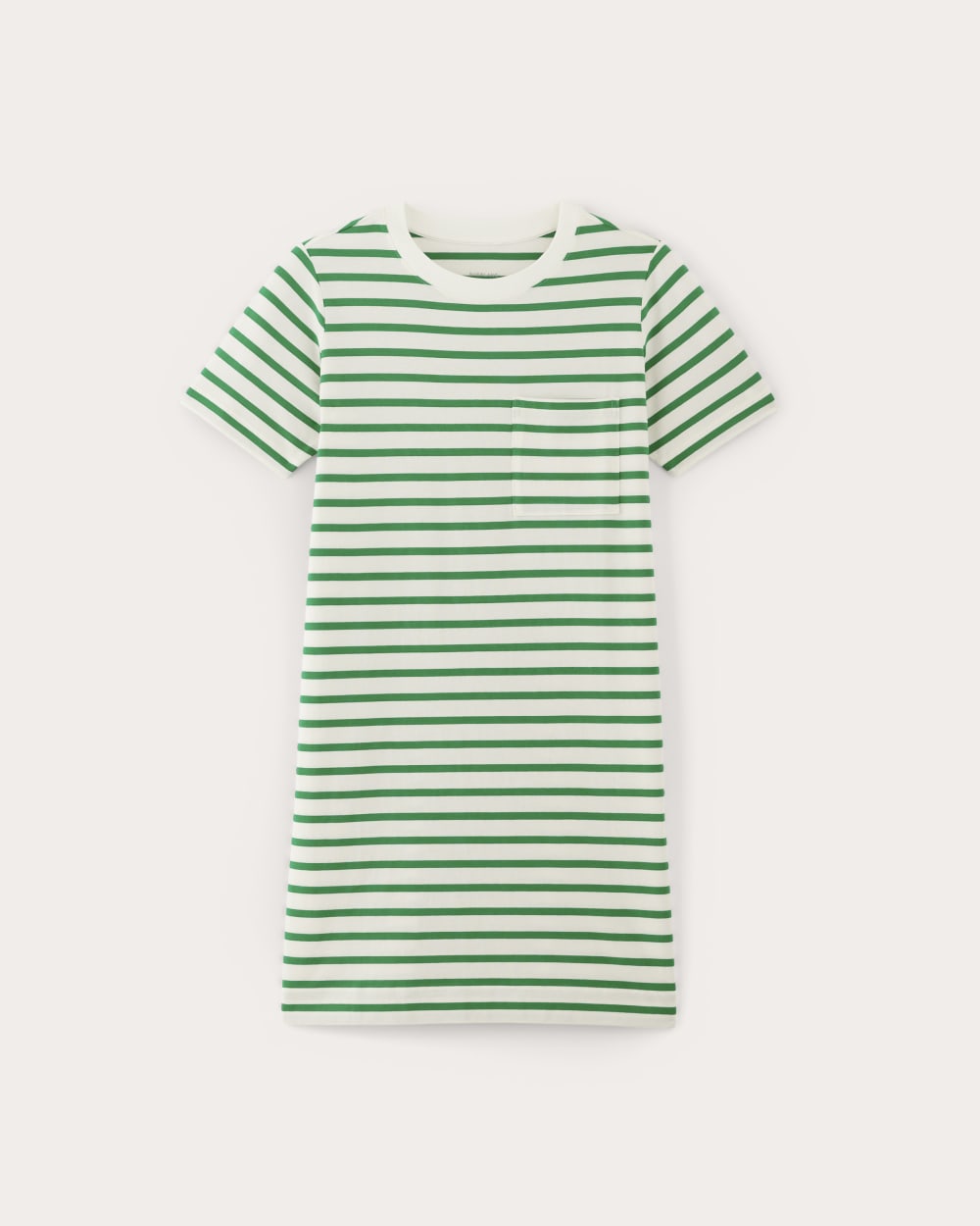 The Organic Cotton Weekend Tee Dress in Bone / Grass Green — alternate view
