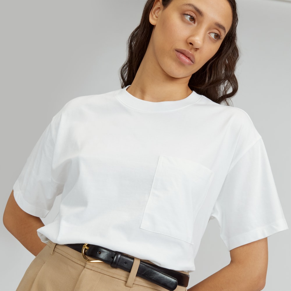 The Organic Cotton Relaxed Pocket Tee in White — detail view