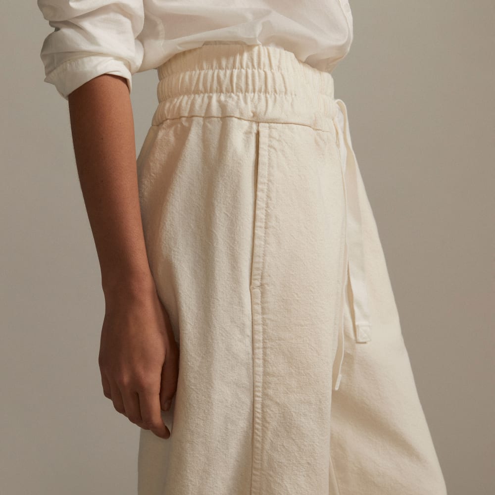 The Canvas Organic Cotton Pull-On Pant in Bone — detail view