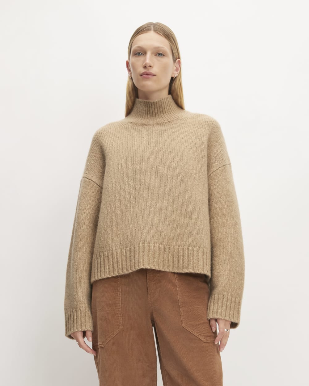 The Cloud Oversized Turtleneck in Tiger's Eye — front view