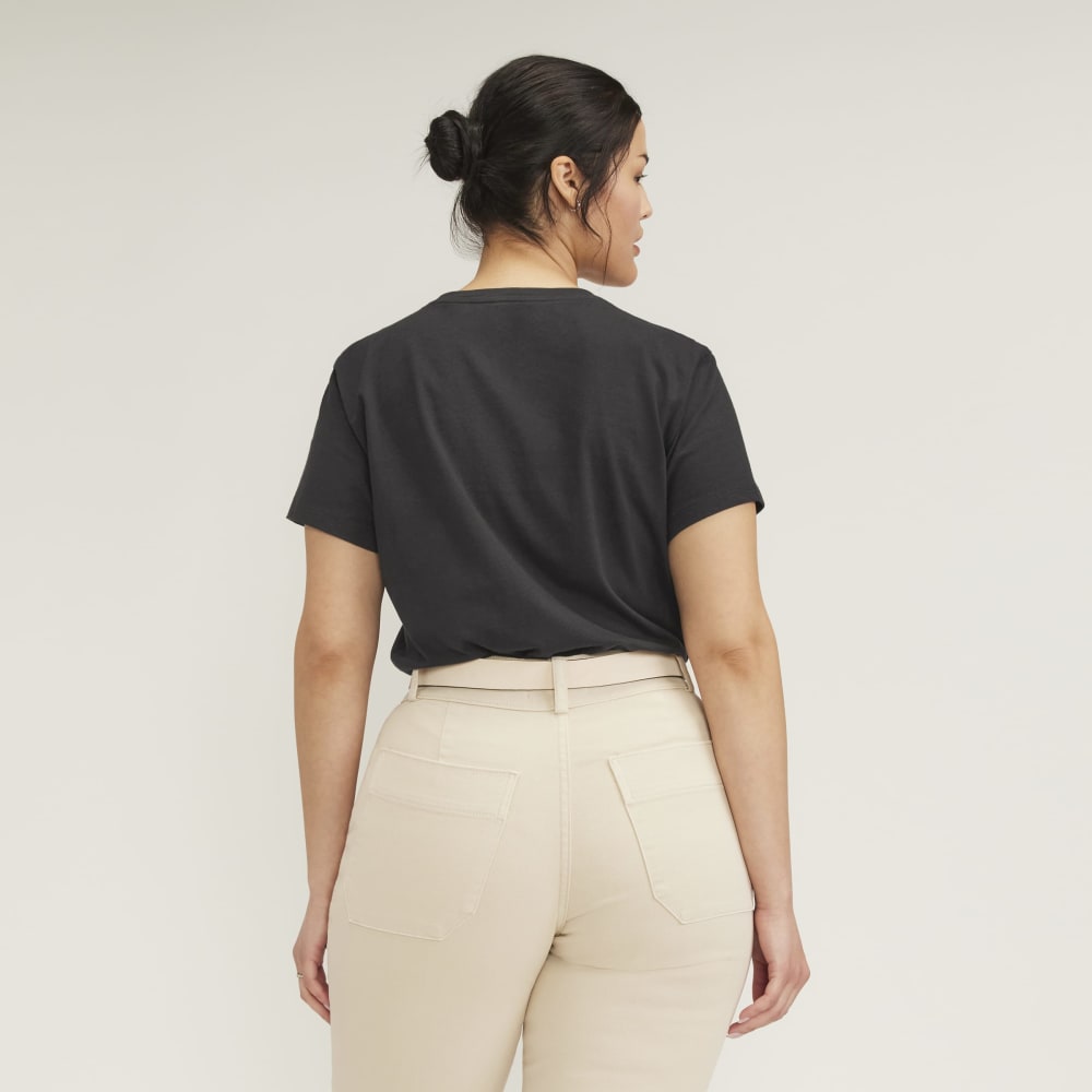 The Box-Cut Tee in Essential Cotton in Vintage Black — detail view