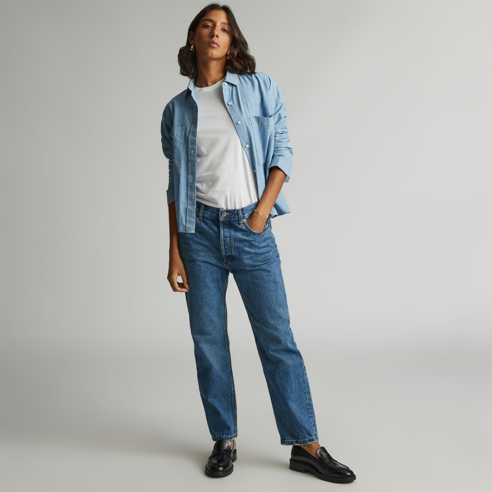 The Rigid Slouch Jean in Washed Indigo — front view