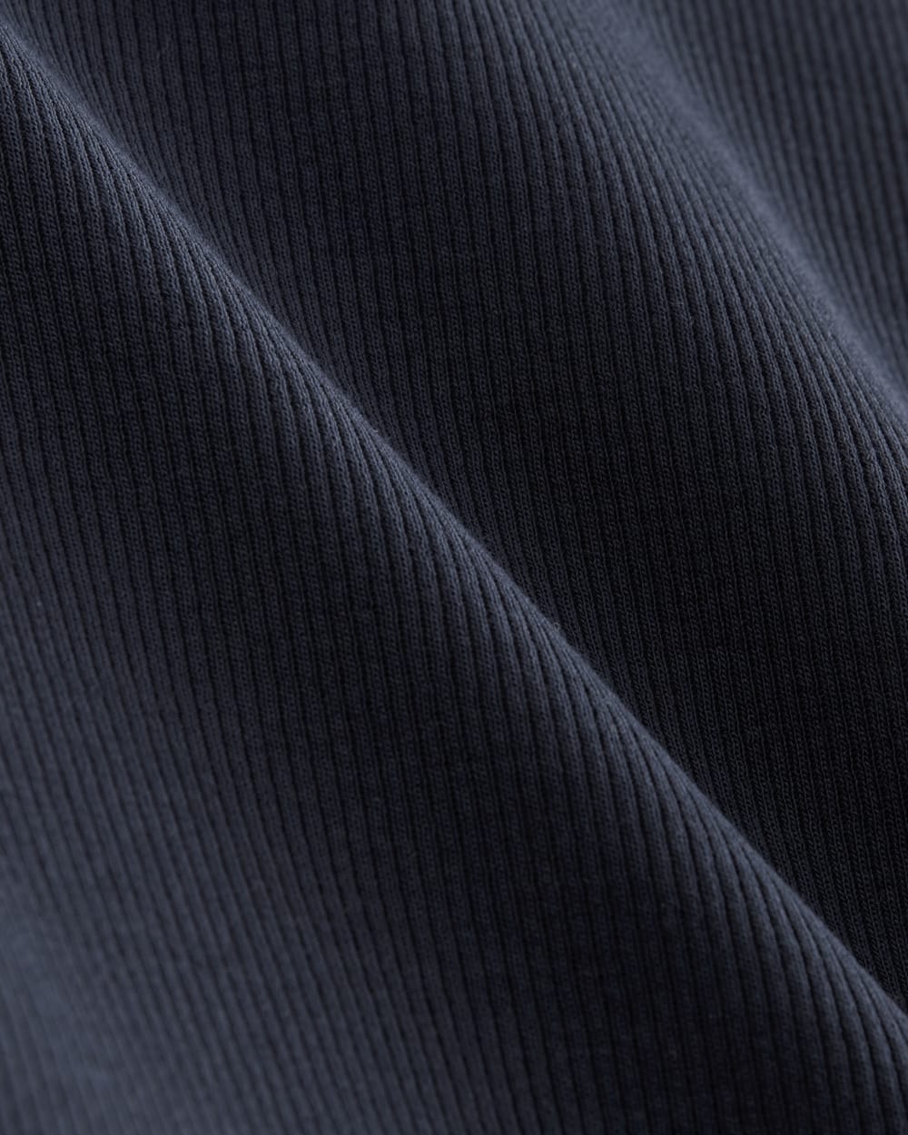 The Luxe Rib Funnel-Neck Tank in Navy — detail view