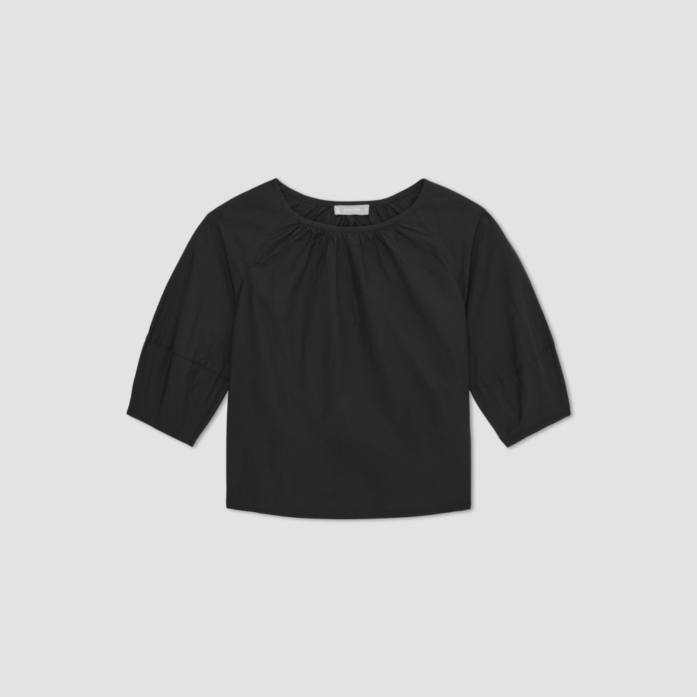 The Poplin Scoop-Neck Top in Black — alternate view