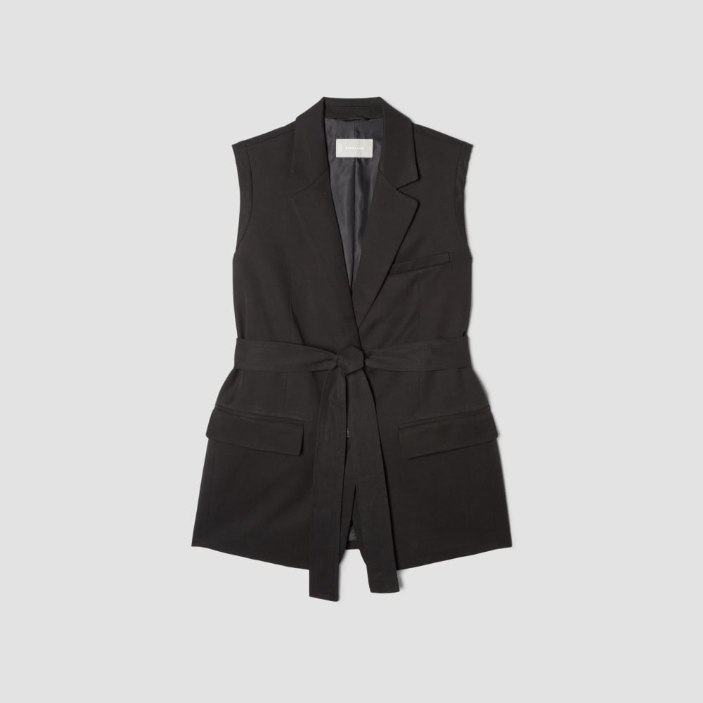 The Sleeveless Blazer in Buttersmooth in Black — alternate view