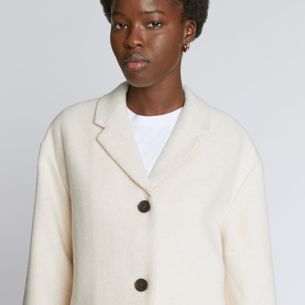 The Italian ReWool® Cocoon Coat in Cream — detail view