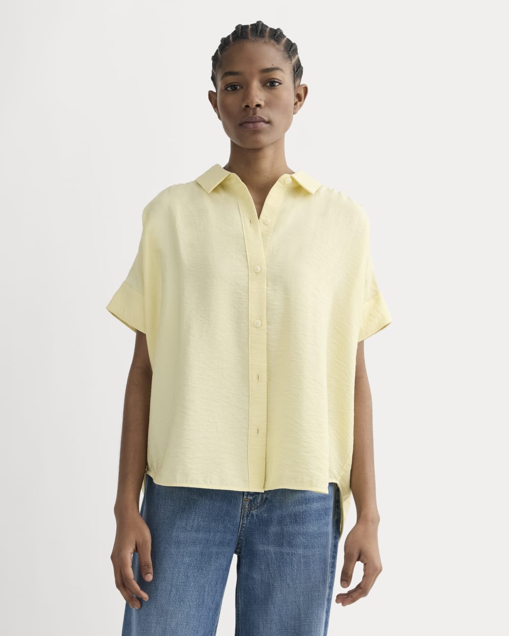 The Square Shirt in SoftLuxe in Banana Crepe — front view