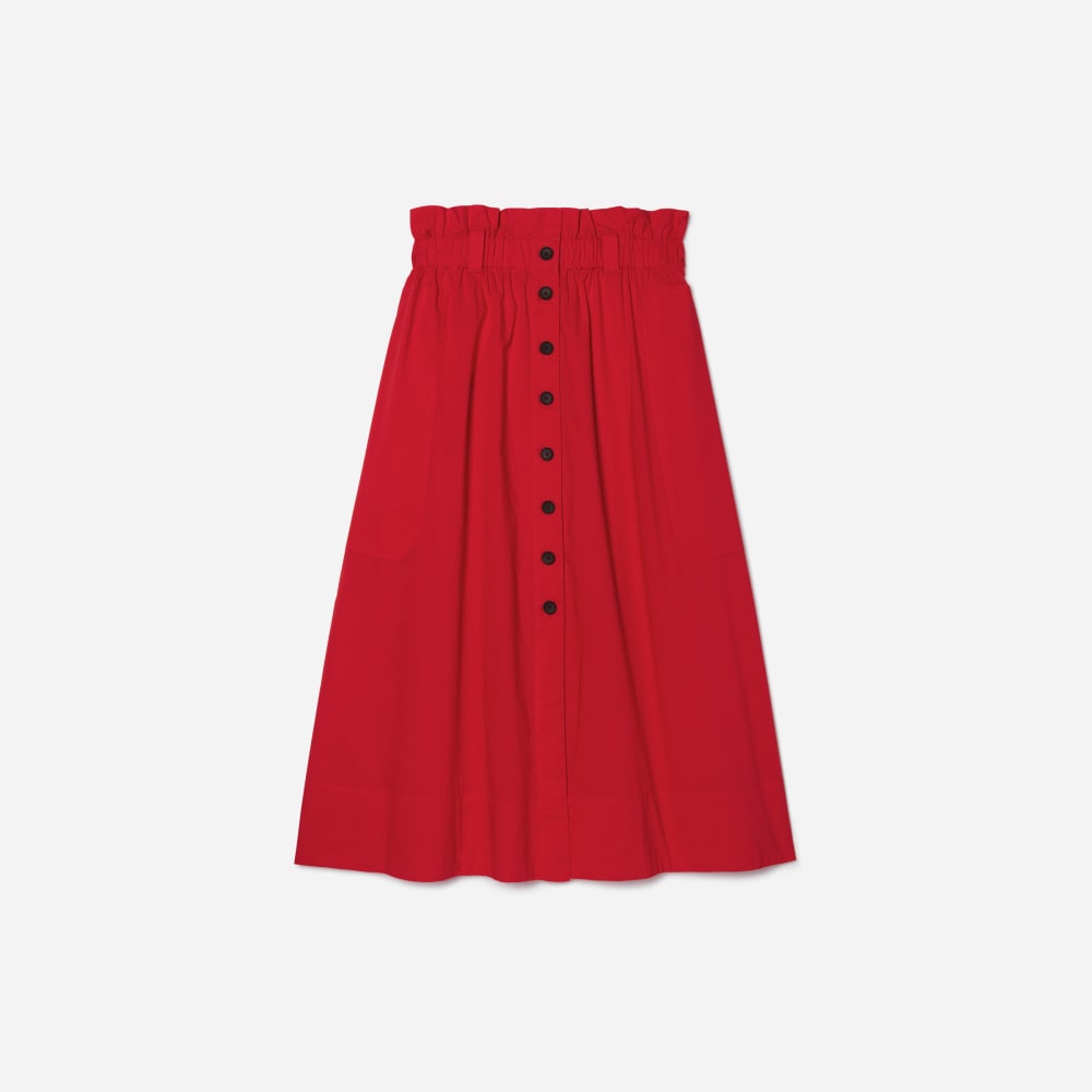 The Easy Button-Front Skirt in Goji Berry — front view