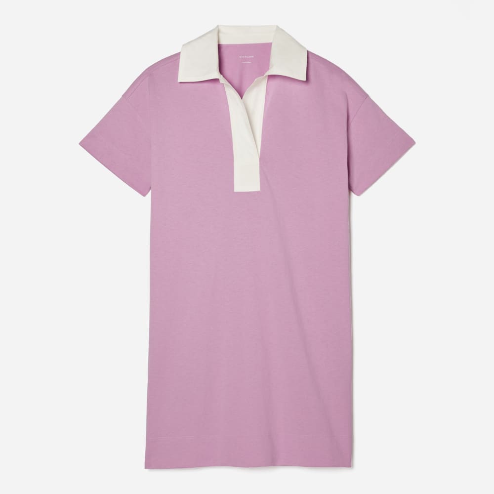 The Organic Cotton Polo Dress in Lilac — front view