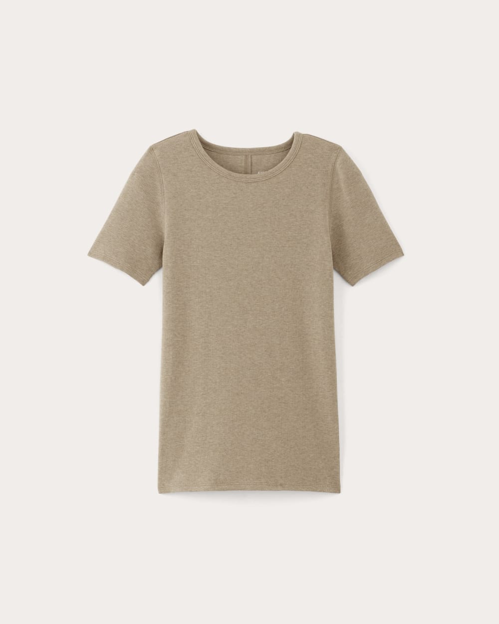 The Luxe Rib Crew in Heathered Tan — alternate view