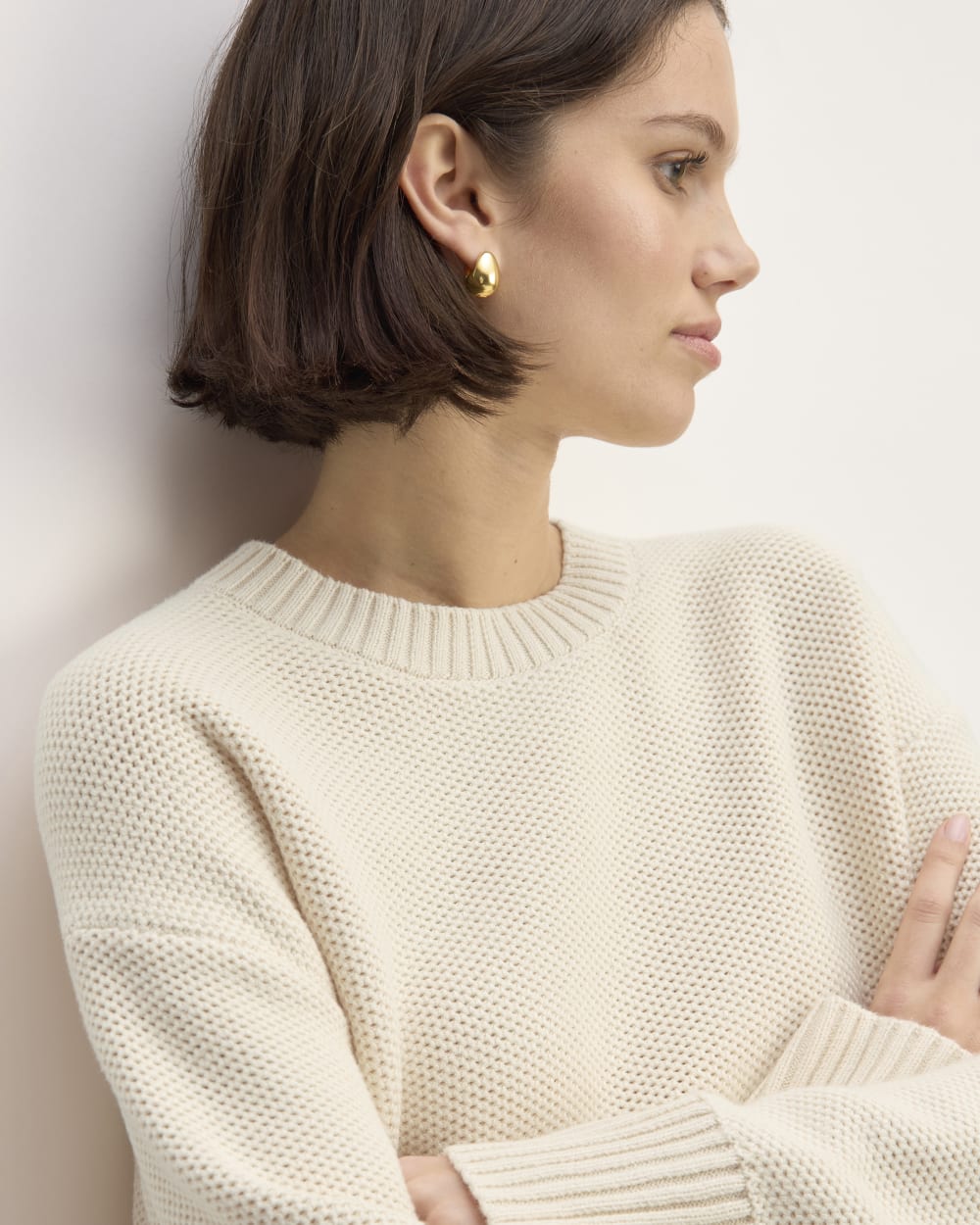 The Cotton Honeycomb Square Crew in Canvas — detail view