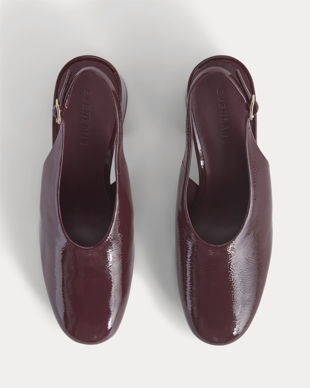 Curved Slingback Heel in Burgundy — detail view