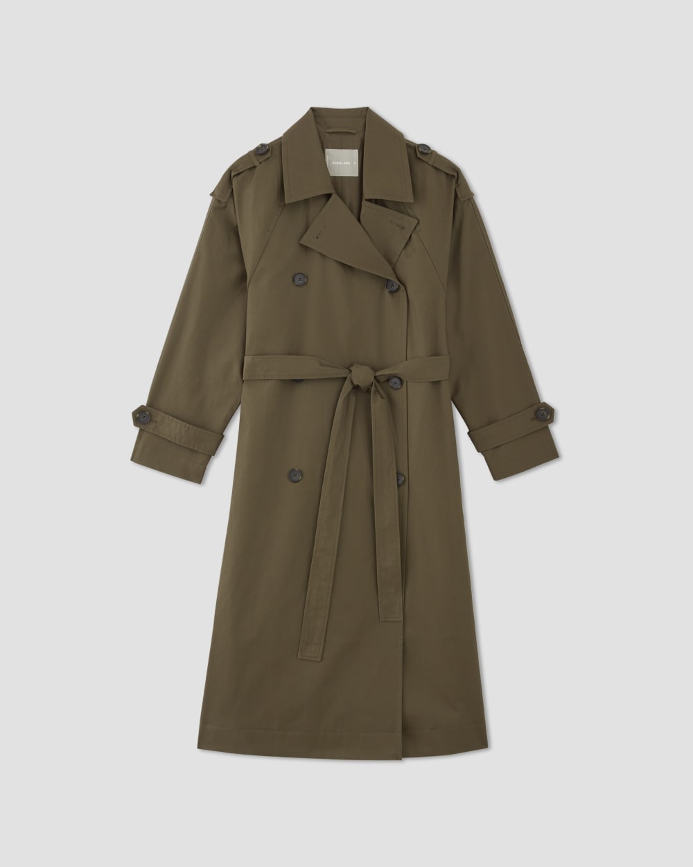 The Cotton Long Trench Coat in Beech — alternate view