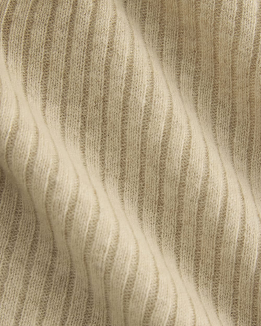 Cashmere Ribbed V-Neck Cardigan in Heather Light Camel — detail view