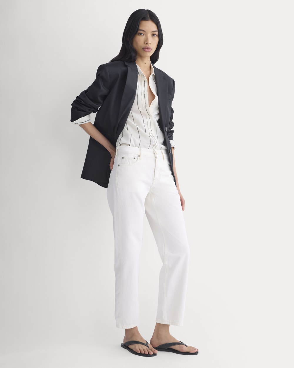 Low-Rise Straight Jean in Ecru — front view