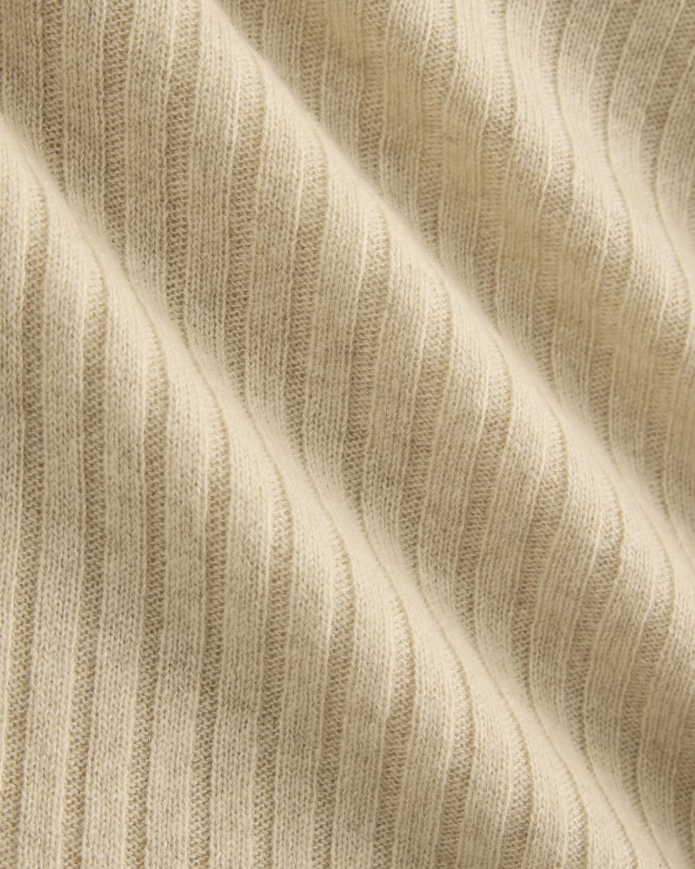 Cashmere Long-Sleeve Mini Dress in Heather Light Camel — detail view