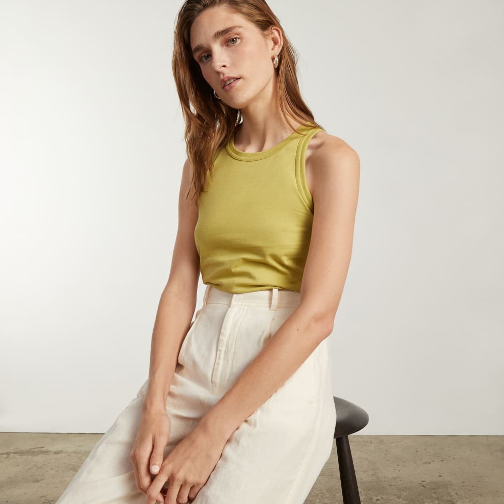 The Tank in Essential Cotton in Leek — detail view