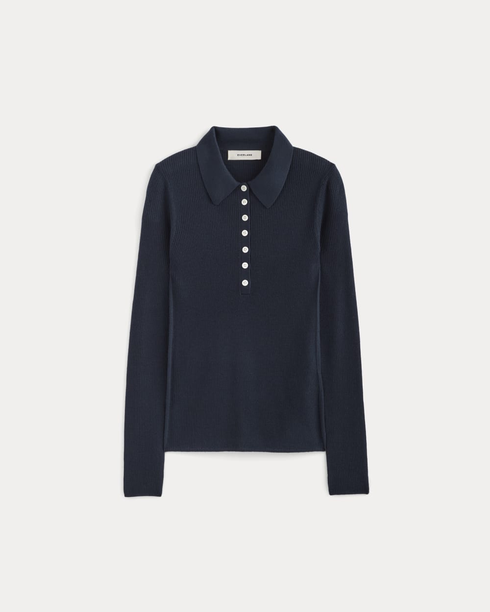 The Polo in Ultrasoft Merino in Navy — alternate view