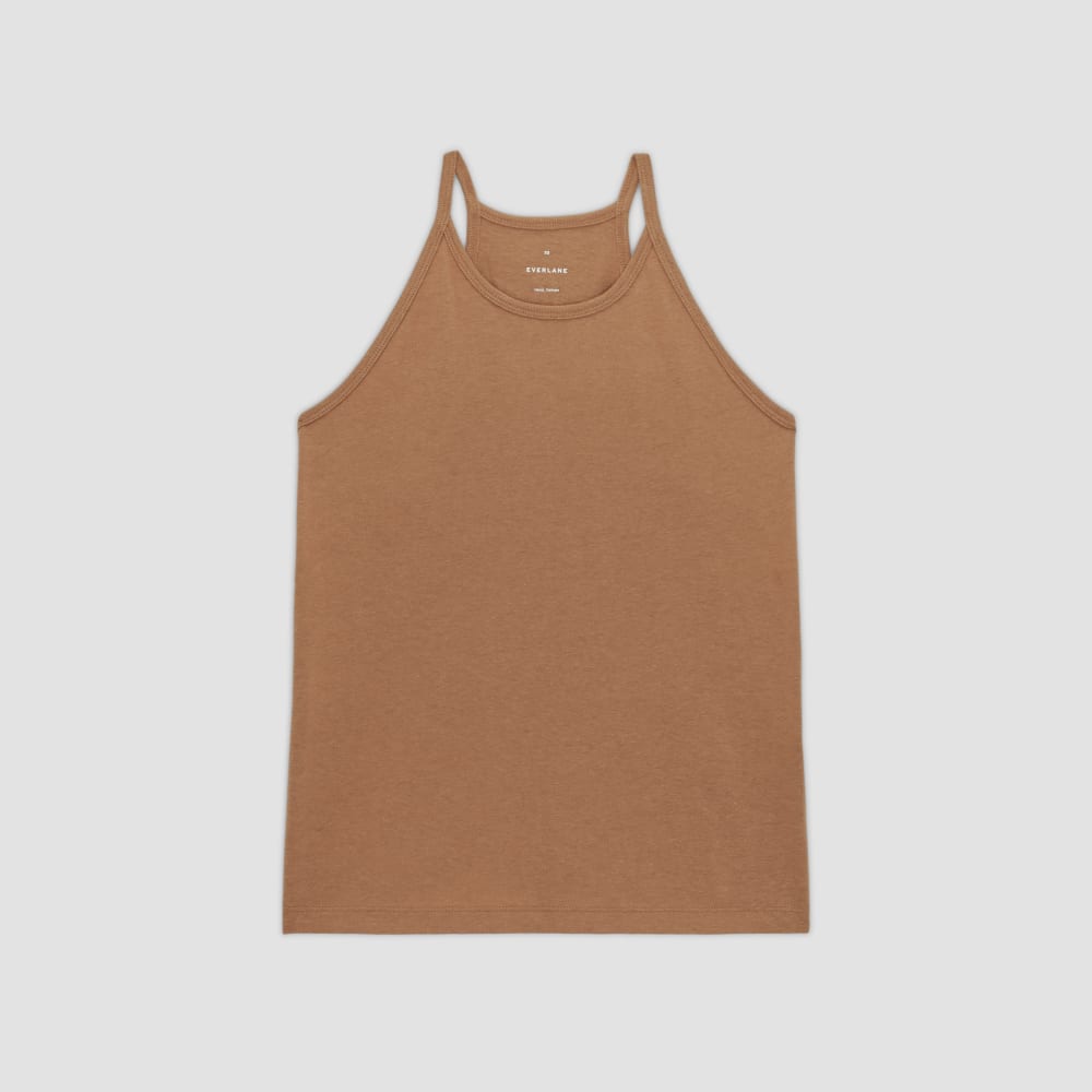 The Hemp Cutaway Tank in Carob Brown — alternate view
