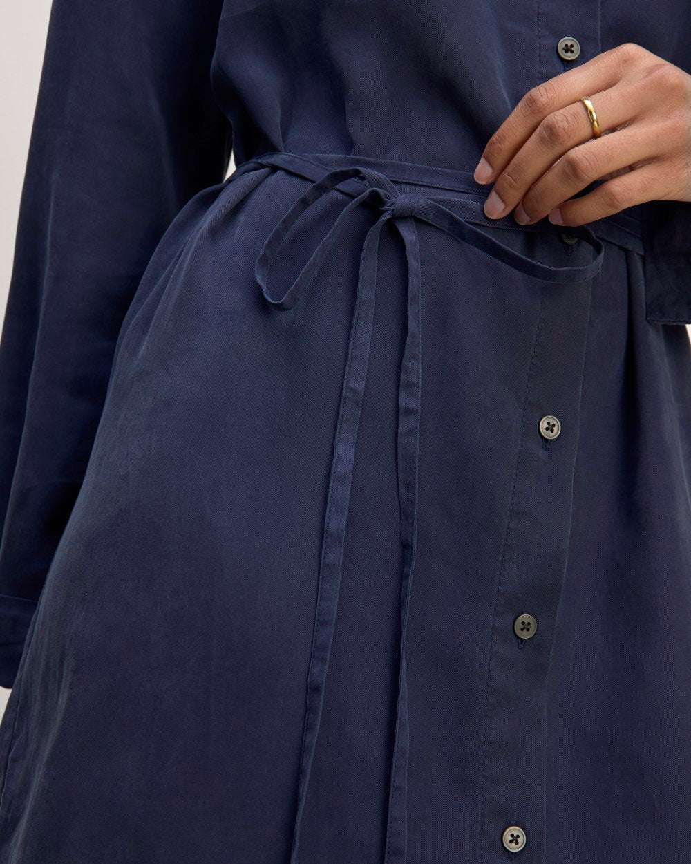 The Must-Have Shirtdress in Butterlite in Navy — detail view