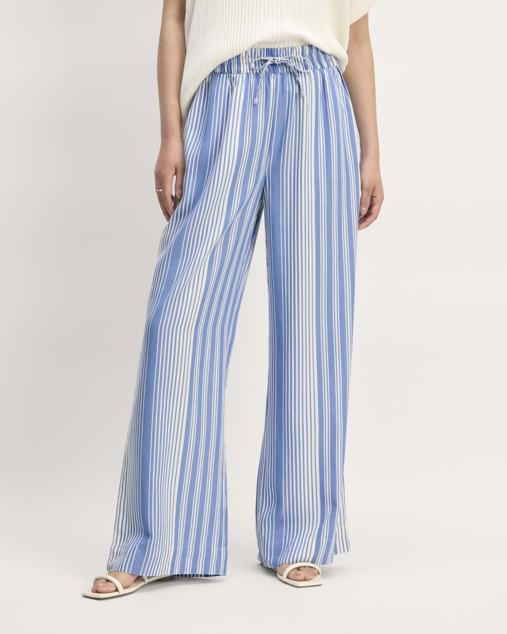 The Wide-Leg Pant in Butterlite in Granada Sky Blue / Bone — detail view