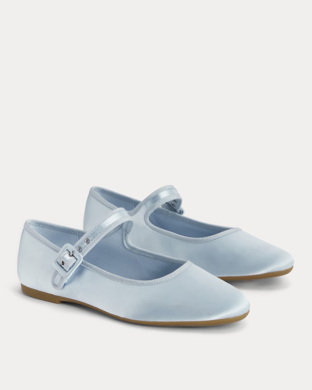 The Day Buckle Mary Jane in Robin Blue Satin — detail view