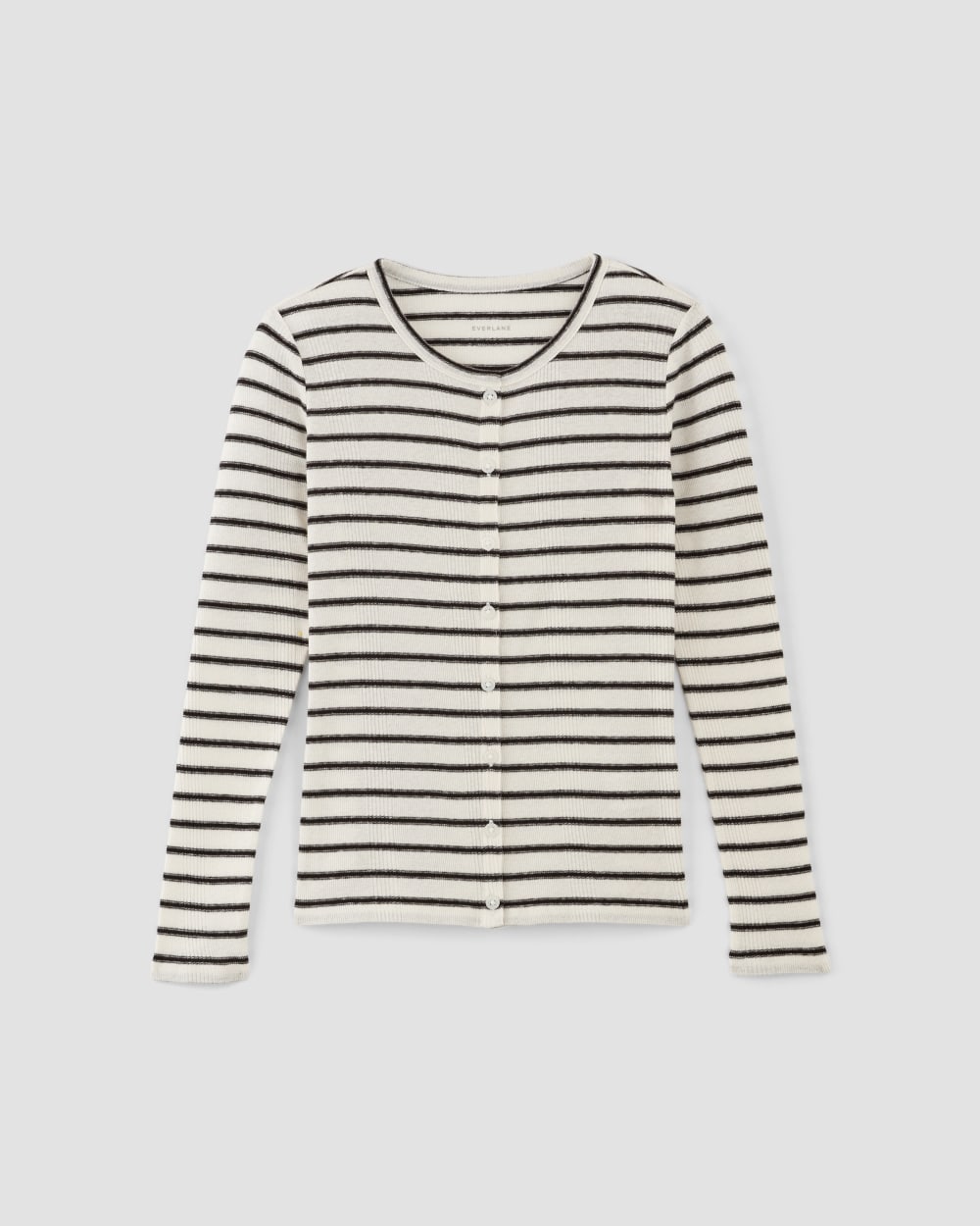 The Vintage Rib Cardigan in Bone / Black — alternate view