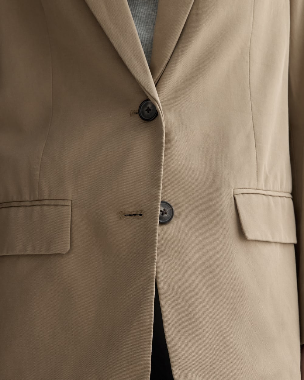 The Oversized Blazer in Buttersmooth in Ash Brown — detail view