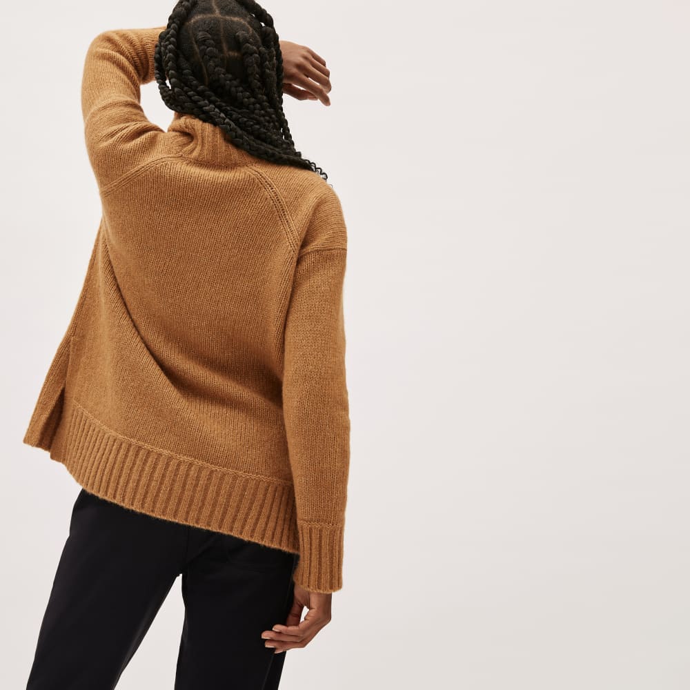 The Cloud Turtleneck in Heathered Chai — detail view