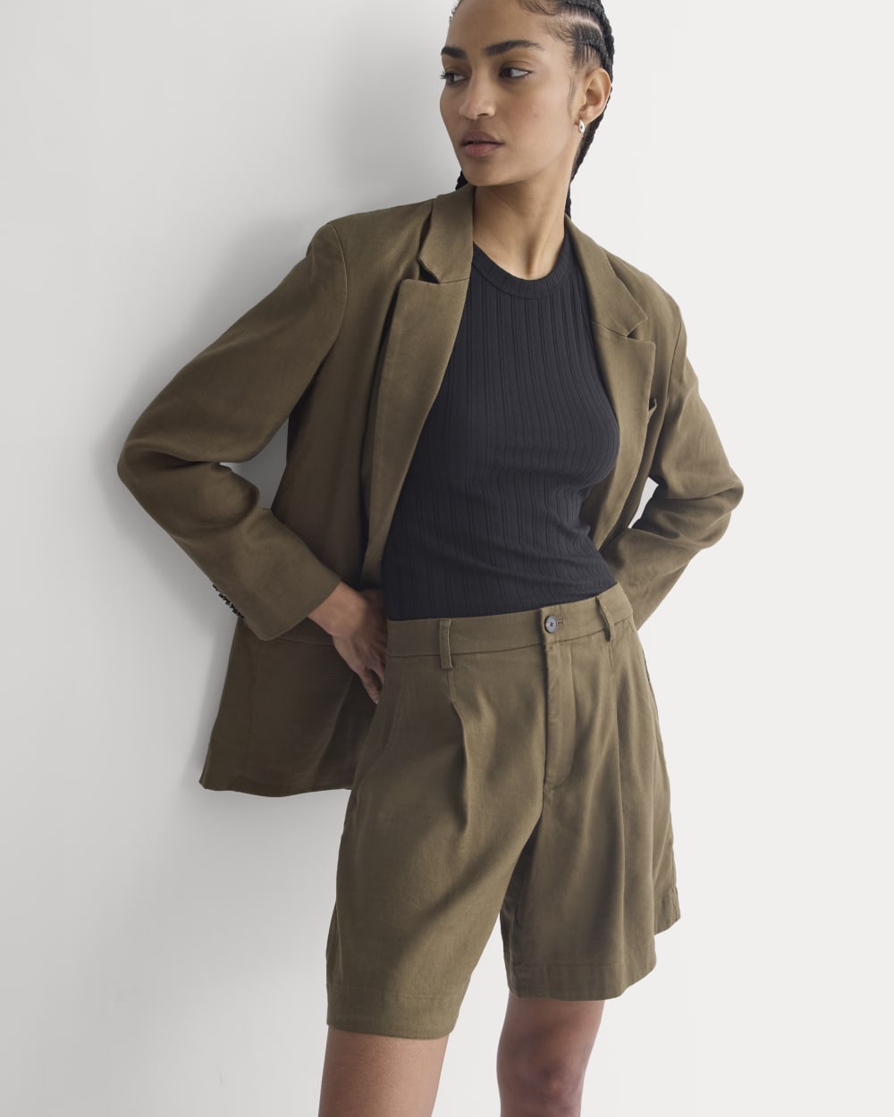 Tailored A-Line Short in Beech — front view