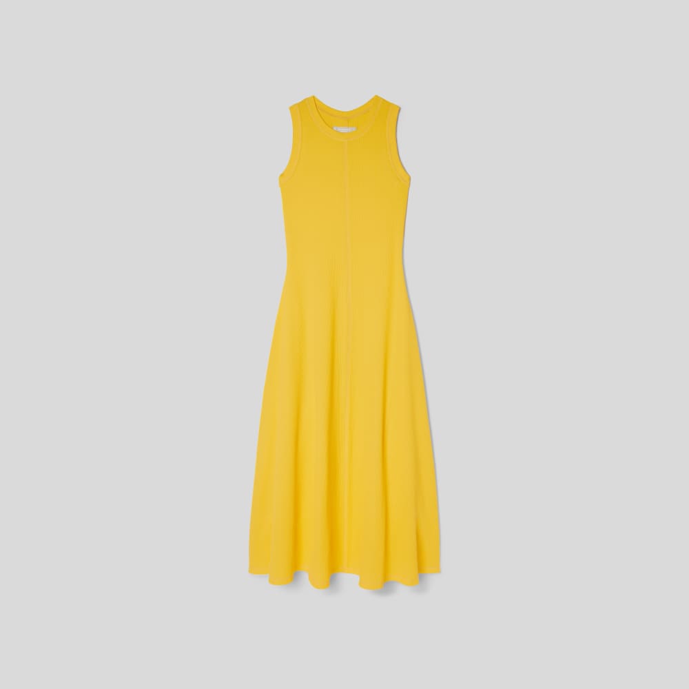 The Organic Cotton Waffle Tank Dress in High Visibility Yellow — alternate view