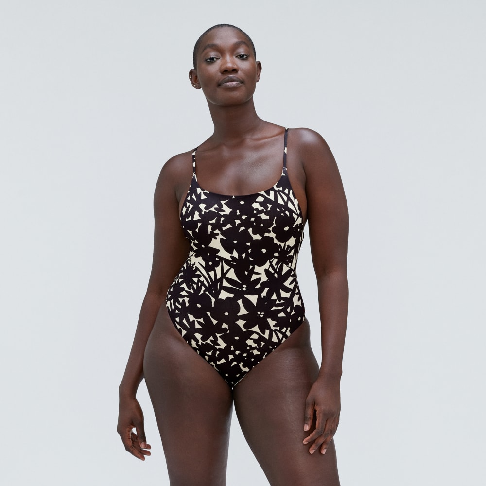The String One-Piece in Black / Canvas Floral — alternate view