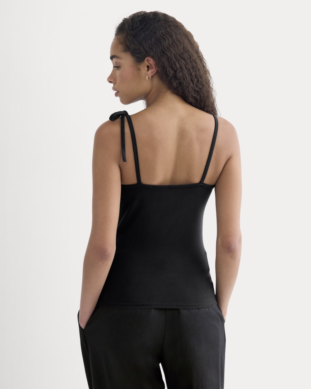 Tie-Shoulder Tank in Black — detail view