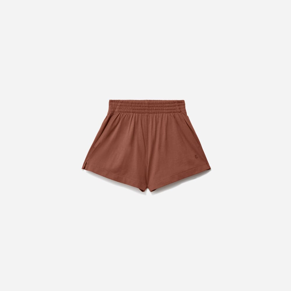 The Retro Jersey Short in Caramel — front view