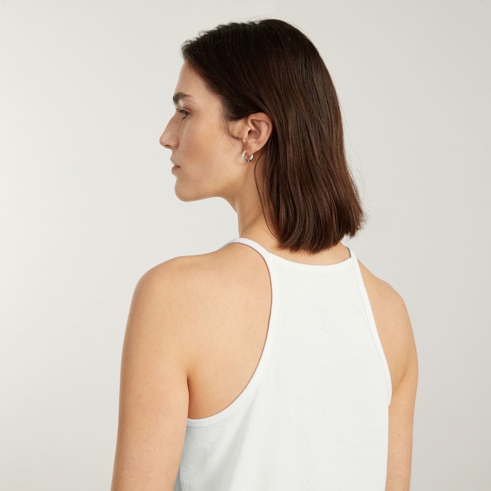 The Hemp Cutaway Tank in White — detail view