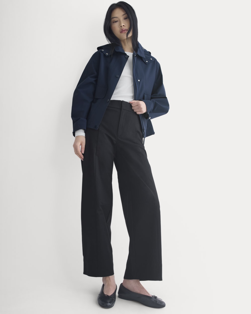 Seamed Balloon Pant in Black — front view