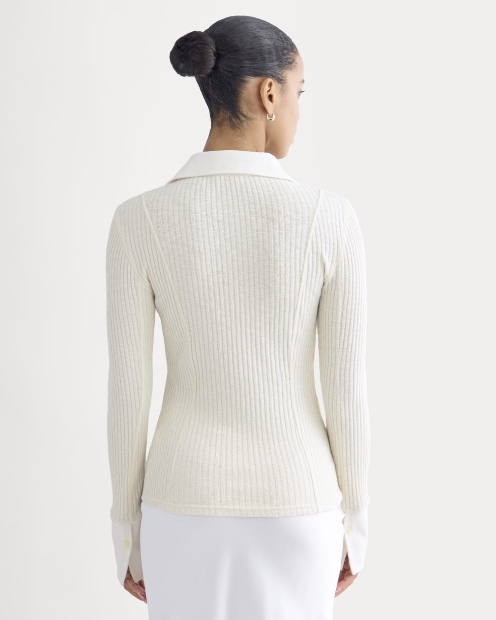Cozy Rib Button-Up in Bone — detail view