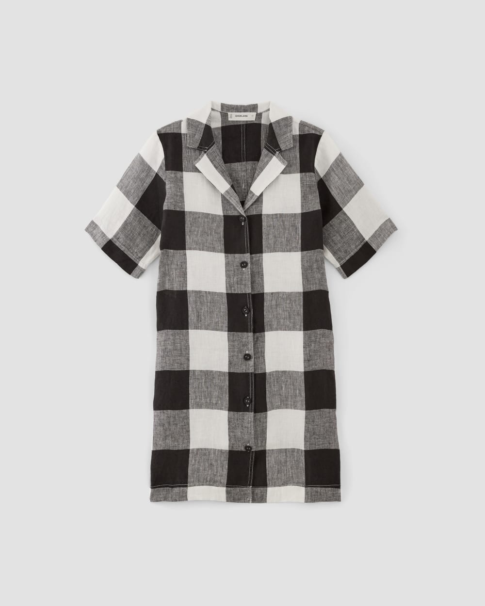 The Shirtdress in Linen in Bone / Black Check — alternate view