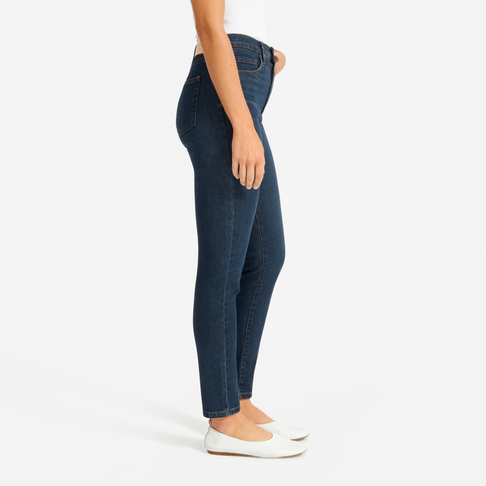 The Authentic Stretch High-Rise Skinny in Deep Indigo — detail view