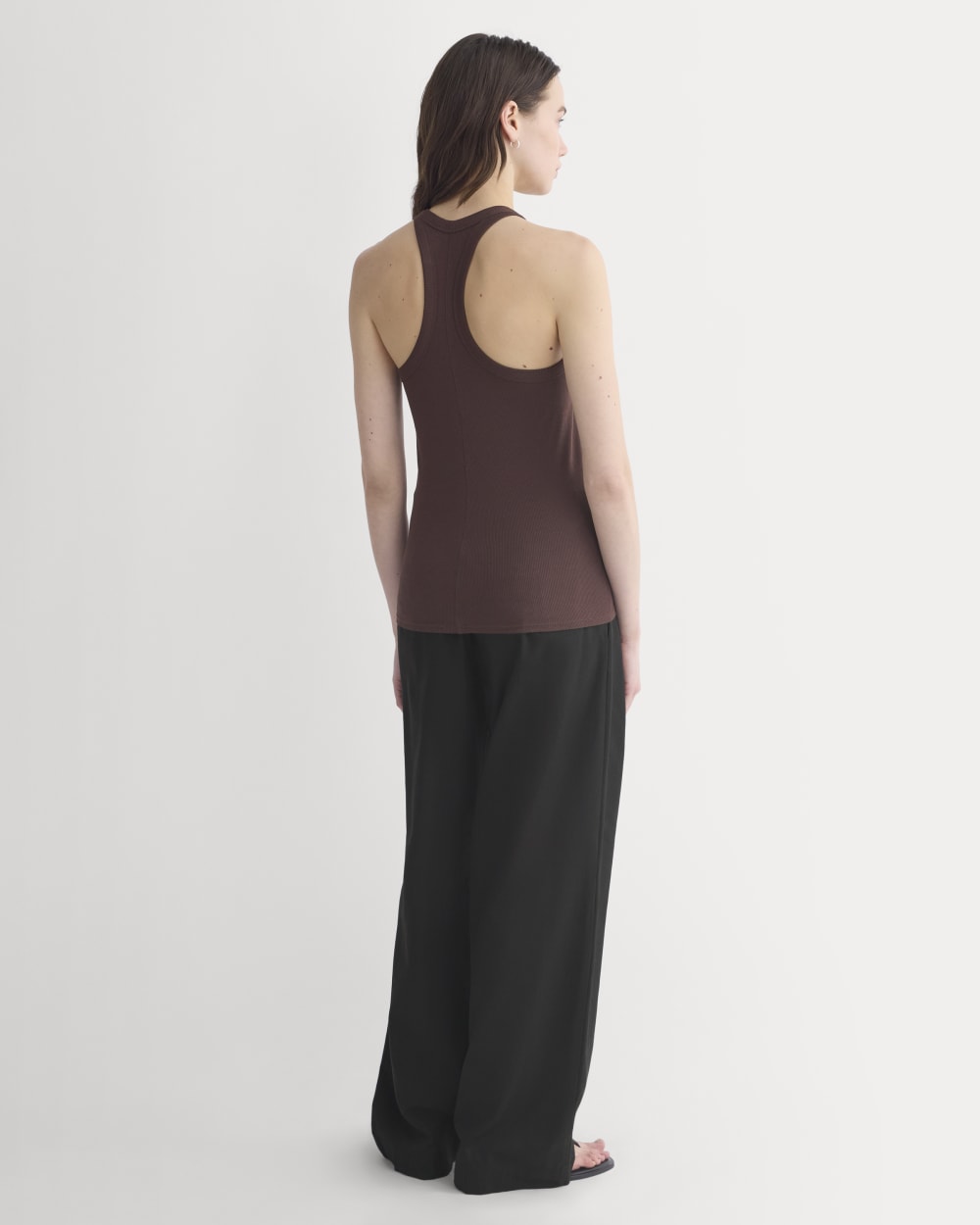 Luxe Rib Racerback Tank in Coffee Bean — detail view