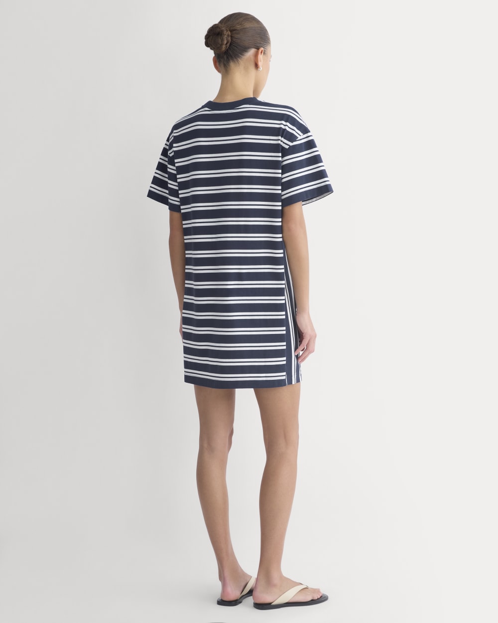 Weekend Tee Mini Dress in True Navy / Canvas Tan — detail view