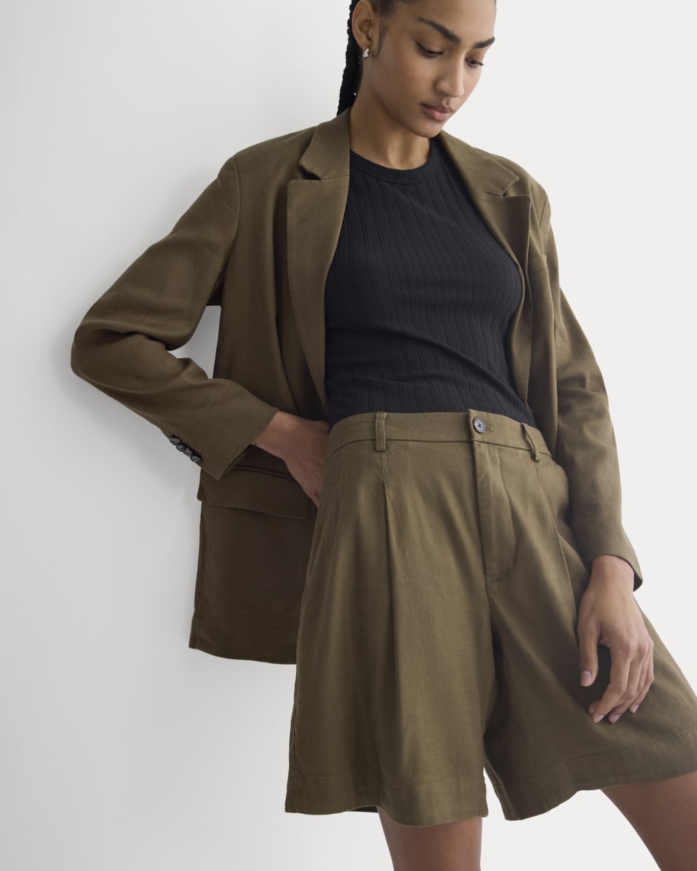 Tailored A-Line Short in Beech — detail view